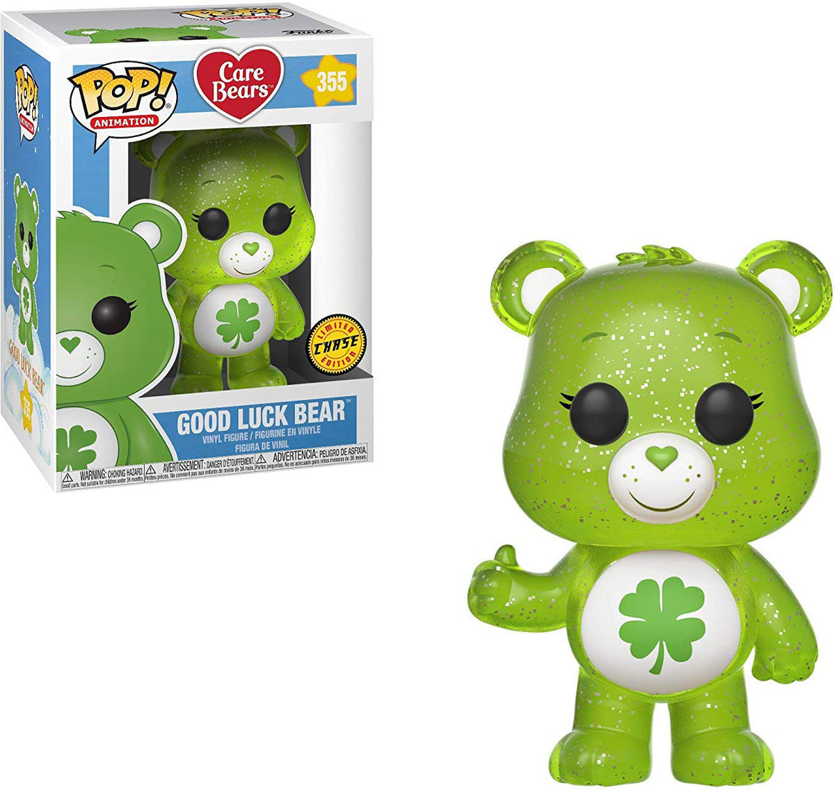 Fun?ko Good Luck Bear (Chase Edition): Care Bears x POP! Animation Vinyl Figure & 1 POP! Compatible PET Plastic Graphical Protector Bundle [#355 / 26695 - B]