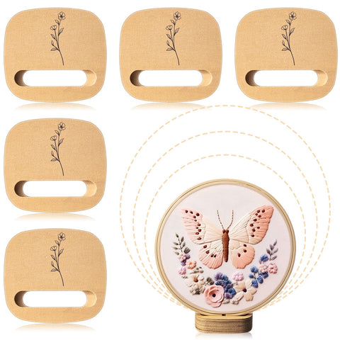 Juexica 5 Pcs Embroidery Hoop Display Embroidery Hoop Holder Wooden Base Hidden Screw Design DIY Holder Wooden Embroidery Hoop Display Stand for Embroidery Cross Stitch Hoop Accessories Decor