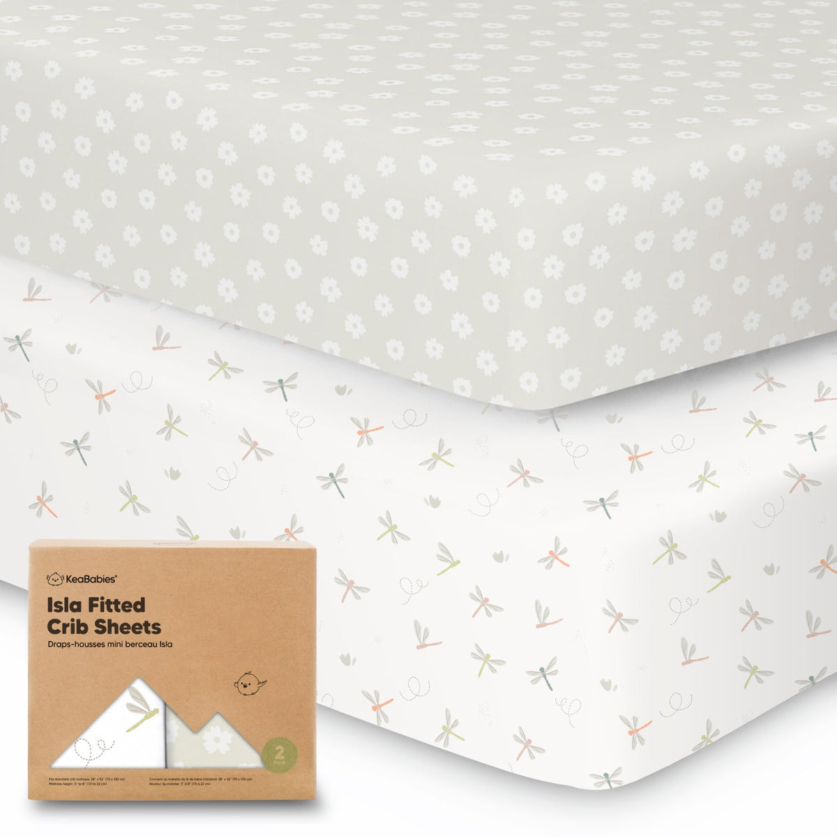 2-Pack Crib Sheets for Boys,Girls - Viscose Derived from Bamboo Fitted Crib Sheet, Organic Baby Crib Sheets, Crib Mattress Sheet,Toddler Bed Sheets,Baby Sheets for Crib Fitted Sheets(Meadow)