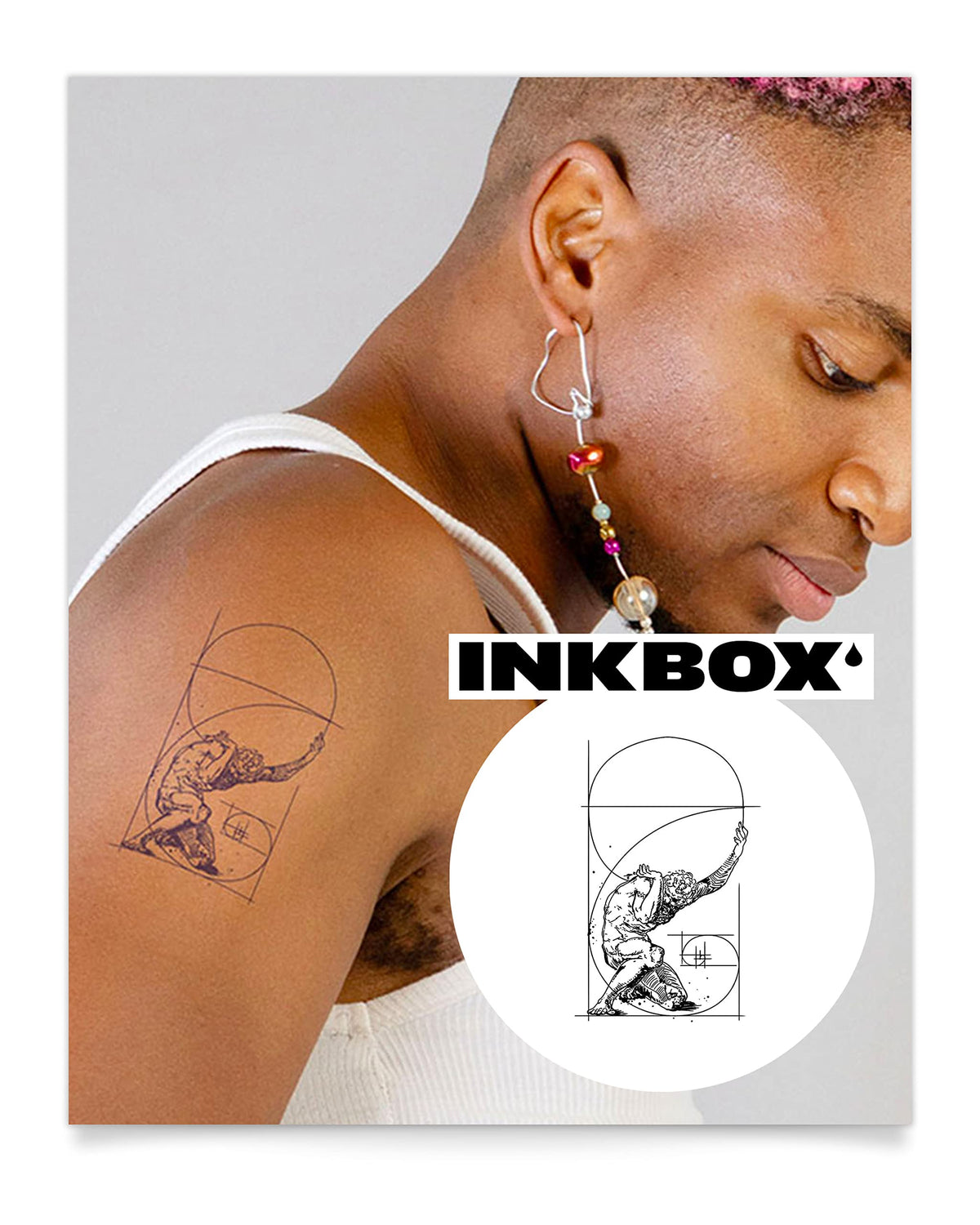 Inkbox Temporary Tattoos, Semi-Permanent Tattoo, One Premium Easy Long Lasting, Water-Resistant Temp Tattoo with For Now Ink - Lasts 1-2 Weeks, Human Atlas, 4 x 4 in