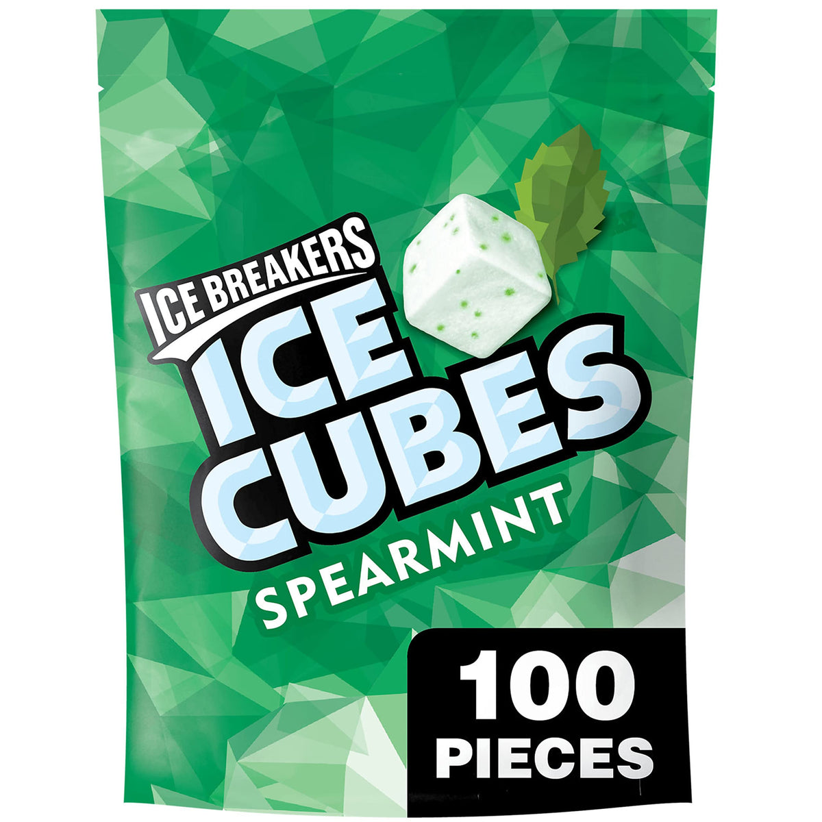 ICE BREAKERS Ice Cubes Spearmint Sugar Free Chewing Gum Pouch, 8.11 oz (100 Pieces)