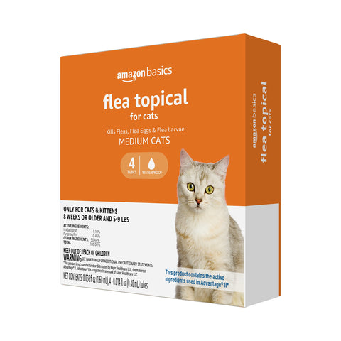 Amazon Basics Flea Topical for Medium Cats (5-9 pounds), 4 Count