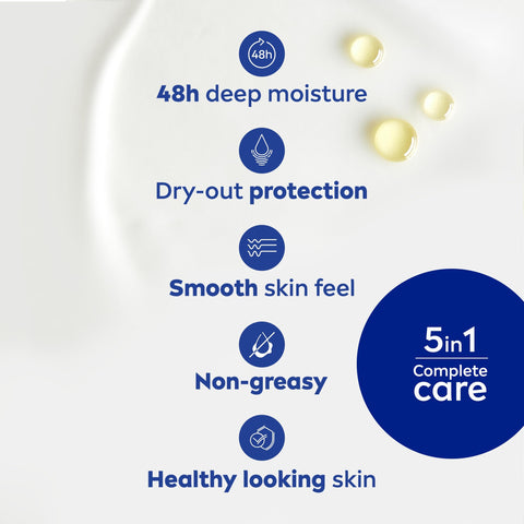 NIVEA Rich Nourishing Body Lotion (625ml), Moisturising Lotion with Almond Oil and Vitamin E, Provides 48h Deep Moisture for Smooth, Healthy-Looking Skin