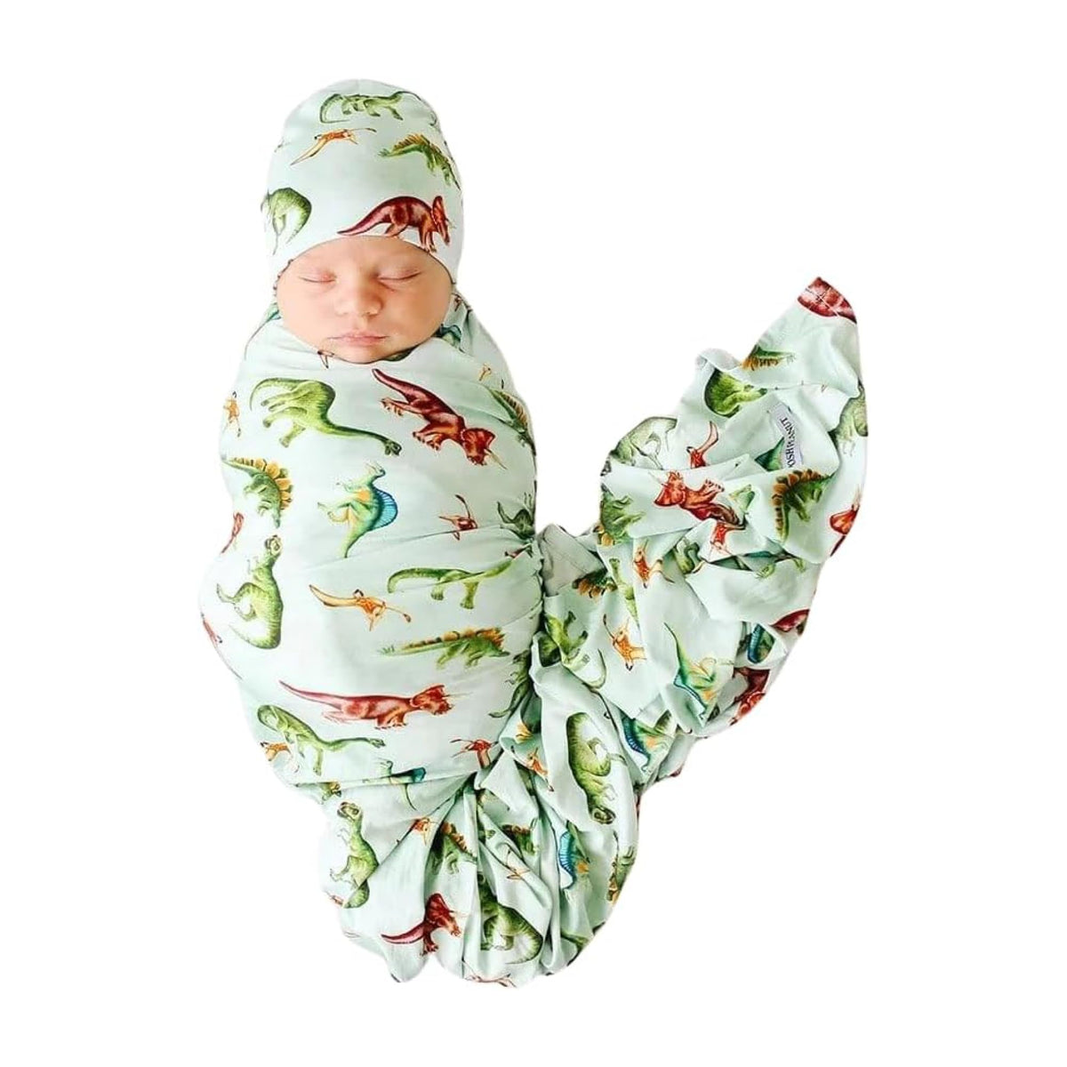 Posh Peanut Unisex Baby Swaddle Blanket - Large Premium Knit Viscose from Bamboo - Infant Swaddle Wrap, Receiving Blanket & Beanie Set, Baby Shower Newborn Gift, Registry - Buddy (PP-SW001-BDY-ONSZ)