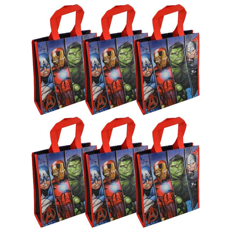 Marvel [6-Pack] The Avengers Reusable 12-inch Tote Bags/Party Favor/Gift Bags with Handles