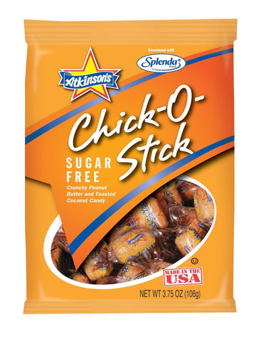 Atkinson Sugar Free Chick-O-Stick, 12 Pieces, 3.75 Ounce Bags, No Trans Fat, Peanut Butter and Coconut Candy