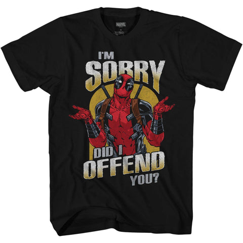 Marvel Deadpool Sorry Did I Offend Adult Mens T-Shirt (Premium Jet Black, X-Large)