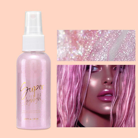 Melemando Body Glitter Spray 5 Colors Quick Dry Face Liquid Glitter Gel Spray Ultra Sparkle Glitter Body Glow High Gloss Highlighter Makeup for Hair Face Neck Eyes (60ml, Color 02)