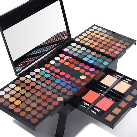 Professional Makeup Kit for Women with Mirror All In One Makeup Gift Set for Teens 180 Color Eyeshadow Palette 2 Blush 2 Powder 1 Eyeliner 4 Eyebrow Make Up Sets Matte Shimmer Mixing Pallet Eye Shadow