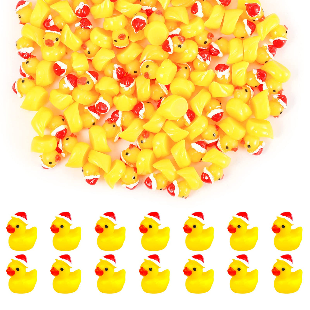 KINBOM 80pcsÃƒÆ’Ã¢â‚¬Å¡Ãƒâ€šÃ‚Â Mini Christmas Resin Ducks, Tiny Miniature Ducks Mini with Xmas Hat Figures Tiny Duck Accessories for CraftÃƒÆ’Ã¢â‚¬Å¡Ãƒâ€šÃ‚Â Home Prank Game Dollhouse School Party Christmas Decoration (Yellow)