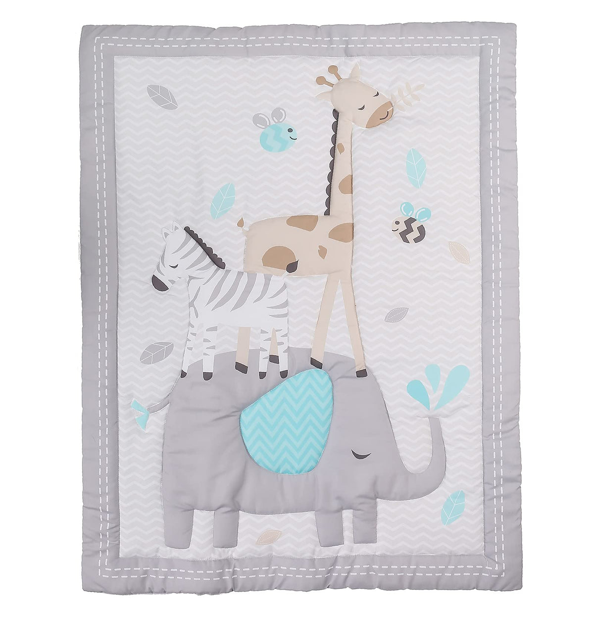 HMtideby Animal Themed Baby Toddler Blanket Quilt Cot Comforter Crib Baby Quilts for Boys and Girls Nursery Bed Throw Blanket 84x107cm, Giraffe, Elephant and Zebra Suitable for All Season