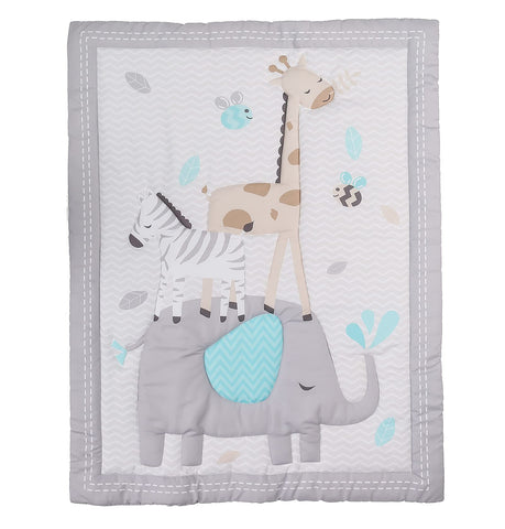 HMtideby Animal Themed Baby Toddler Blanket Quilt Cot Comforter Crib Baby Quilts for Boys and Girls Nursery Bed Throw Blanket 84x107cm, Giraffe, Elephant and Zebra Suitable for All Season