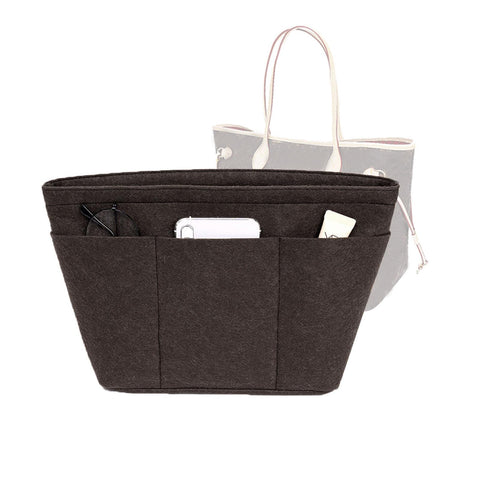 Lckaey Purse Organizer Insert for Neverfull Tote Handbags,Felt Bag organizer with zipper1075black-M