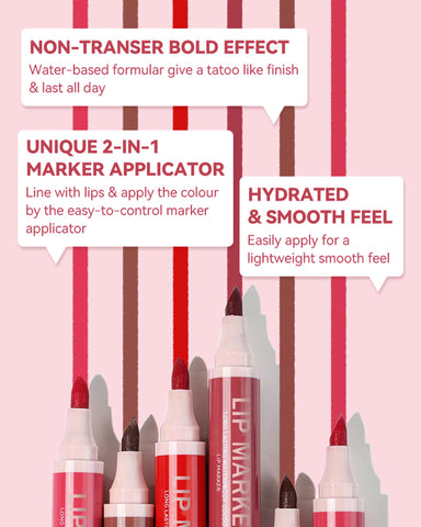 Lip Marker Stain Pen Set-4Pcs Matte Lip Tint Marker, Longlasting Waterproof Smudgeproof Lip Color,Hydrating Lip Stain Marker Liquid Lip Liner Pencil, Precise Chisel Tip, Lip Makeup Gift for Women-4Pcs