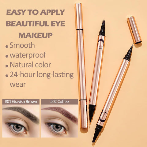 DAGEDA Eyebrow Pen, Microblading Eyebrow Pencil, Dual-Ended Microblade Brow Pencil with Micro-Fork Tip&Fine Brush-Tip, 2 in 1 Waterproof Eye Brow pen Creat Natural Eye Makeup for Women(Grayish Brown)