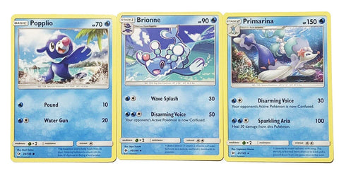 Primarina 41/149 Sun Moon - Rare - Evolution Pokemon Card lot - Brionne Popplio