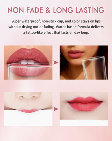 Lip Liner Stain Marker Pen-Matte Waterproof Liquid Lipstick & Lip Liner Pencil, Long Lasting Smudge-Proof Non-Stick Cup Lip Tint Stain, Color Stay All Day, Lipstain Makeup Gift For Women-06#Cherry Red