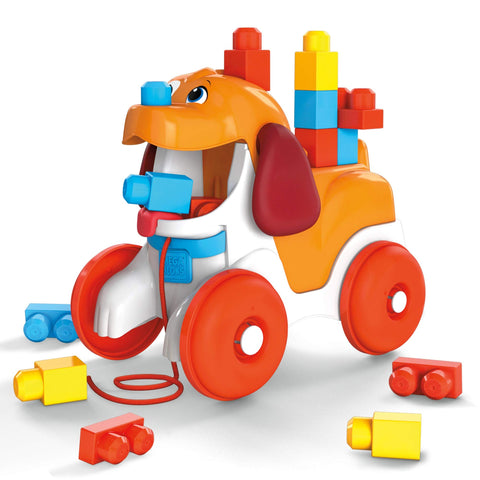 Mega Bloks Pull-Along Puppy Preschool Building Set with Block Pooping, Multi (GNW63)