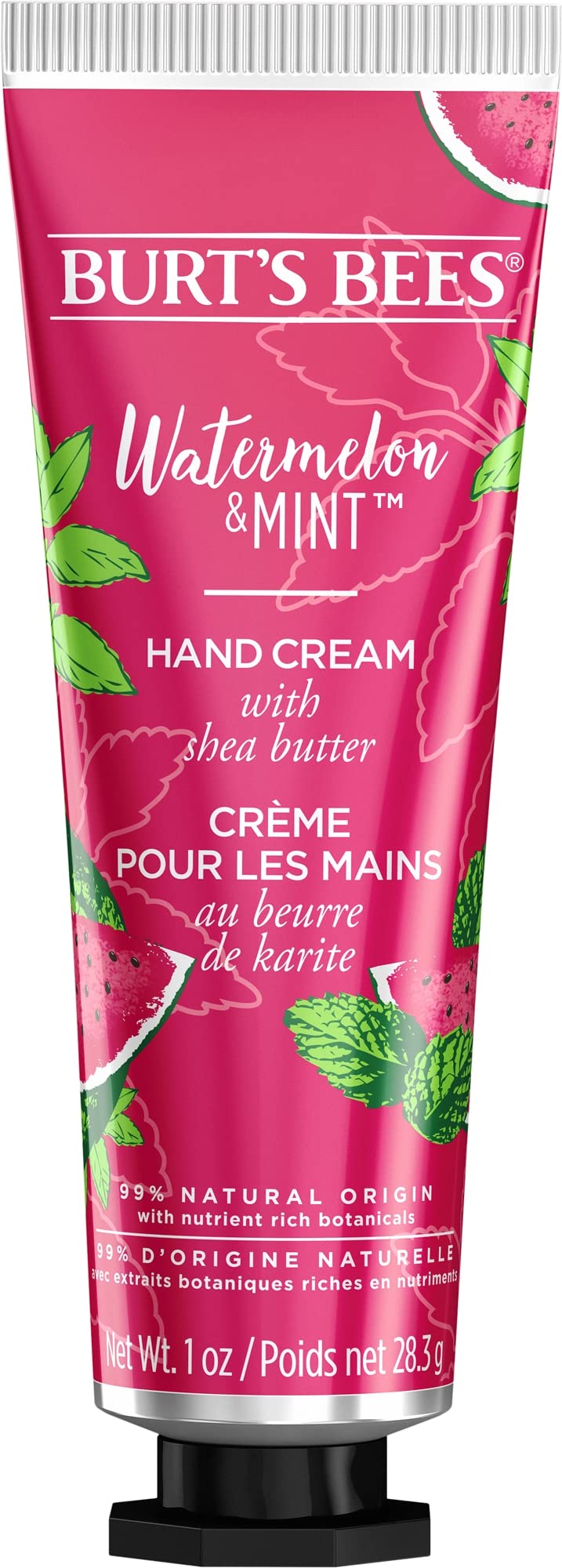 Burt’s Bees Hand Cream for Very Dry Hands, Watermelon & Mint, Hand Moisturiser With Shea Butter, 28.3g