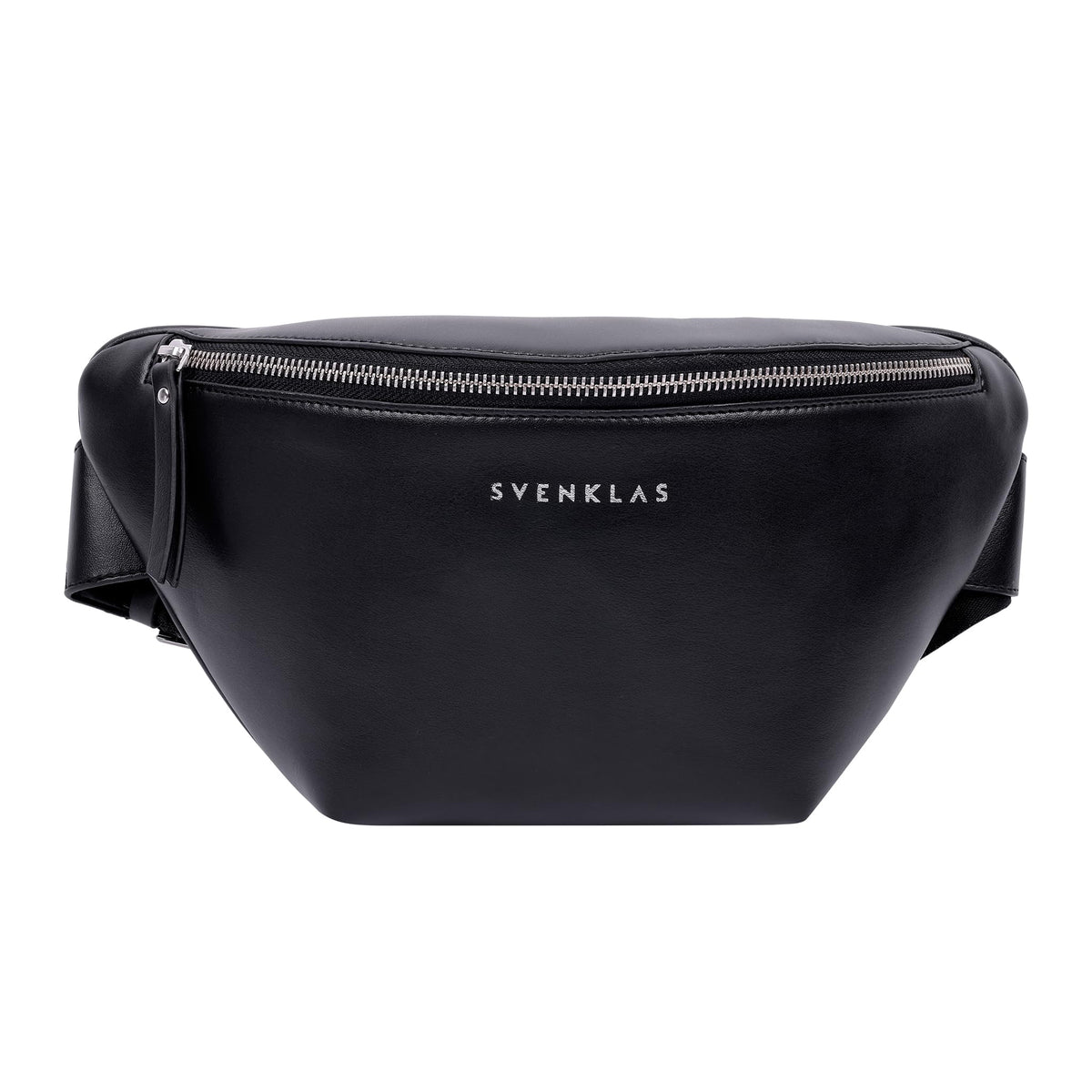 Svenklas Arlen Travel Waist Bum Bag Leather Fanny Pack/Hip Pack for Men and Women (Black)