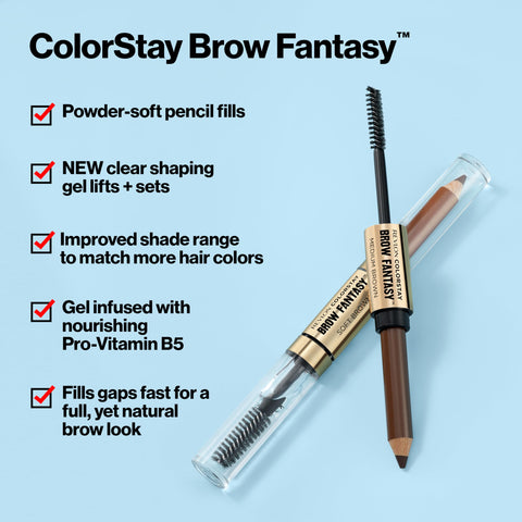 Revlon ColorStay Brow Fantasy, All In One Eyebrow Powder Pencil with Shaping Clear Gel, Gel Infused with Panthenol, Smudge-proof, 16HR Visibly Full Brows, 101 Ash Blonde