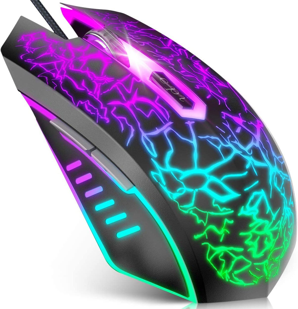 VersionTech Gaming Mouse, 4 DPI Settings Up to 3600 DPI, Light Up RGB Ergonomic Optical Gaming Mice for Laptop/mac, Computer Wired USB Mouse, 7 Colors LED Backlight, 6 Programmable Buttons-Black