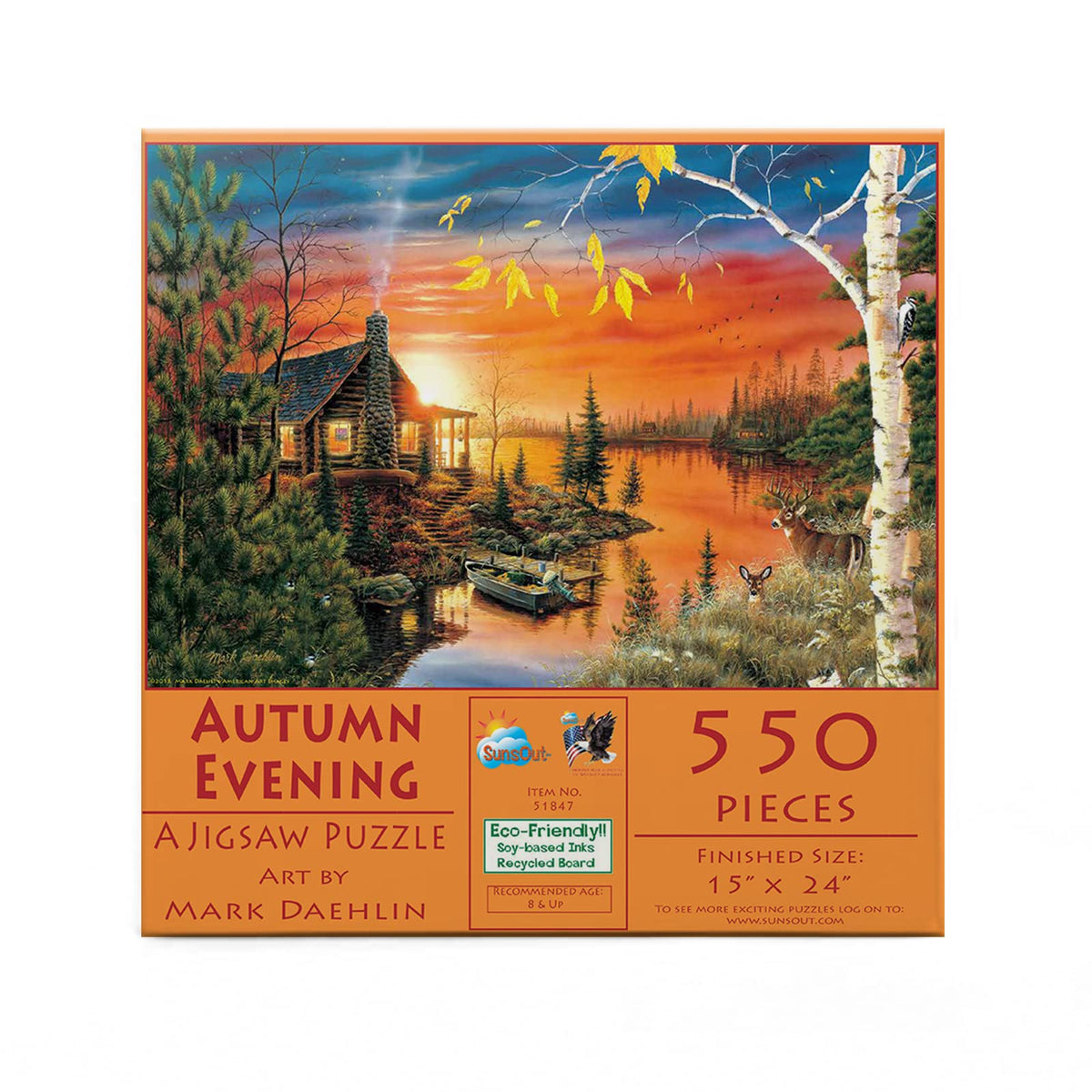 SUNSOUT INC - Autumn Evening - 550 pc Jigsaw Puzzle by Artist: Mark Daehlin - Finished Size 15" x 24" - MPN# 51847