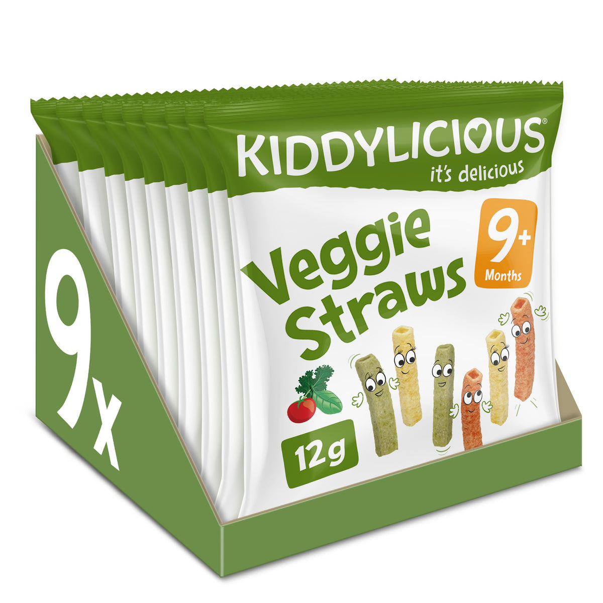 Kiddylicious Veggie Straws - Delicious Snacks for Kids - Suitable for 9+ Months - 9 Packs