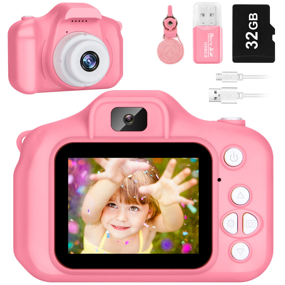 Kids Camera for Boys and Girls, SINEAU Digital Camera for Kids Toy Gift, Toddler Camera Birthday Gift for Age 3 4 5 6 7 8 9 10 with 32GB SD Card, Video Recorder 1080P IPS 2 Inch