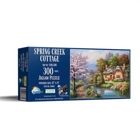 SUNSOUT INC - Spring Creek Cottage - 300 pc Jigsaw Puzzle by Artist: Sung Kim - Finished Size 18" x 24" - MPN# 36660