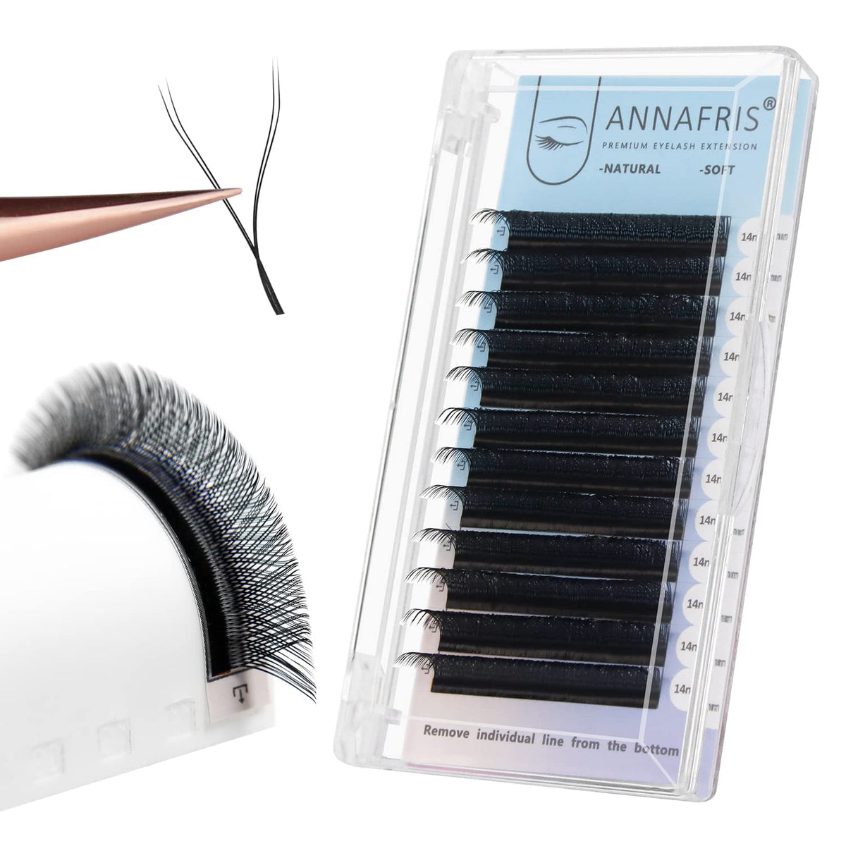 ANNAFRIS 4D YY Shape Eyelash Extension Makeup Mesh Net Cross 0.07 C Curl 8-12mm Mix 2D Y Shape Premade Fans Lash Extension Hand Woven Natural Soft Light Mink False Lashes (0.07 C, 8-12mm Mix)