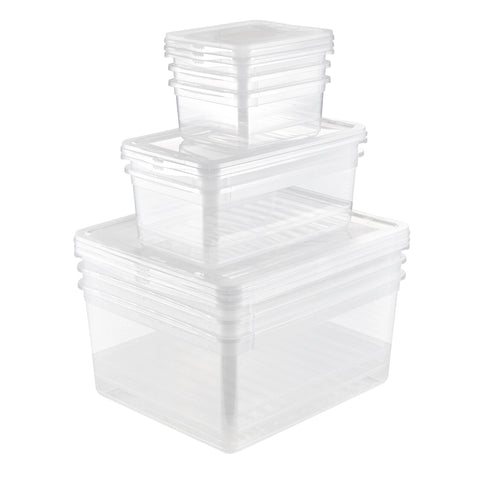 keeeper Storage Boxes with Air Control System, 8-piece set, 3x 1,7 l, 2x 5,6 l, 3x 18 l, Bea, Transparent