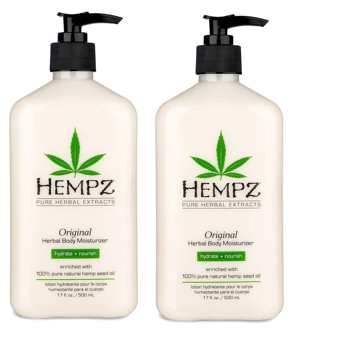 Hempz Original, Natural Hemp Seed Oil Body Moisturizer with Shea Butter & Ginseng, Pure Herbal Skin Lotion for Dryness, Nourishing Vegan Cream, Floral and Banana, 17 Fl Oz, 2 Pack