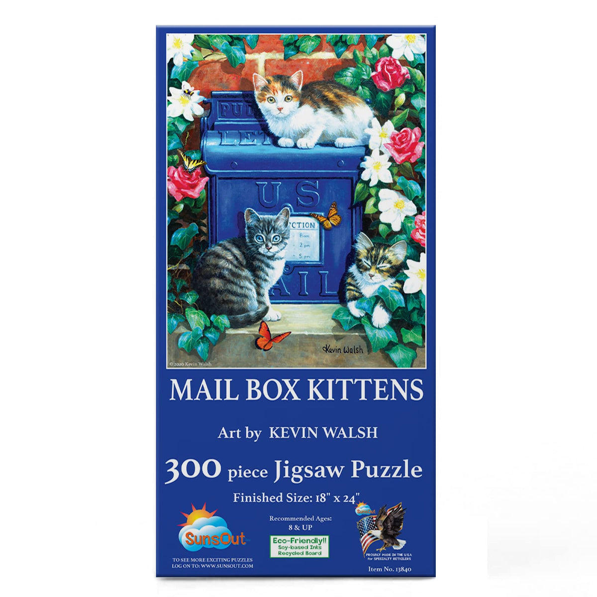 SUNSOUT INC - Mail Box Kittens - 300 pc Jigsaw Puzzle by Artist: Kevin Walsh - Finished Size 18" x 24" - MPN# 13840