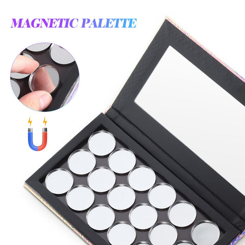 Beaupretty Empty Magnetic Eyeshadow Palette Mermaid Makeup Palette with Mirror Round Metal Pans and Depotting Spatula Set