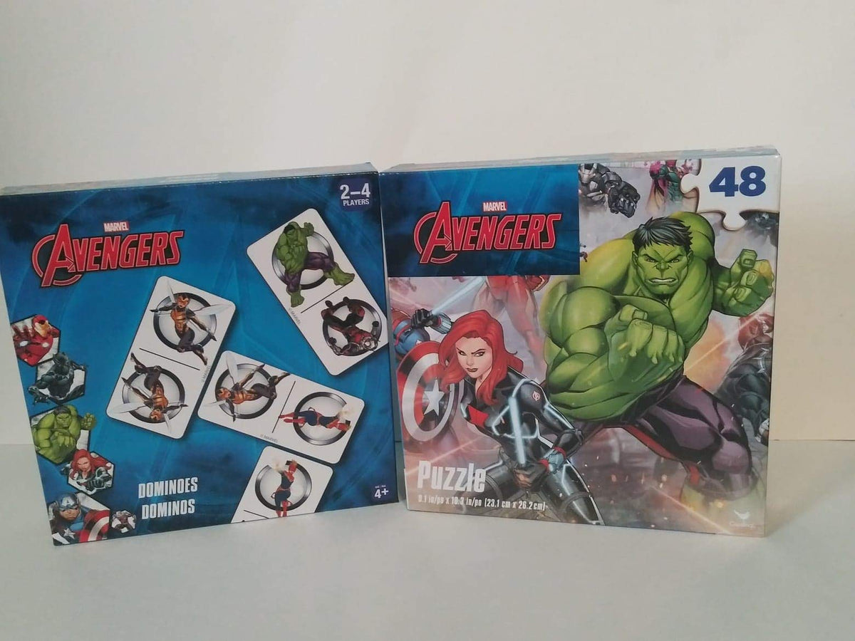 Marvel Avengers Three Pack Game Set (Dominoes, Puzzle, Deck of Playing Cards)