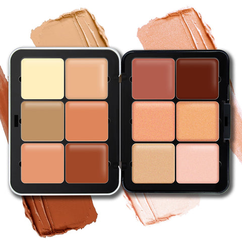 HOSAILY 12 Colors Concealer Highlighter Palette, Cream