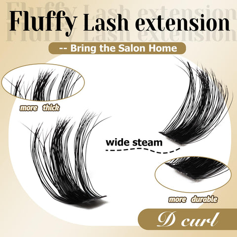 Veleasha Lash Clusters, 80D Fluffy Individual Lashes, 10-18mm D Curl Volume Eyelash Clusters, 192PCS Lash Extension, Thick Cluster Eyelash Extensions, Soft DIY Cluster Lashes at Home(S-80D,10-18MM)