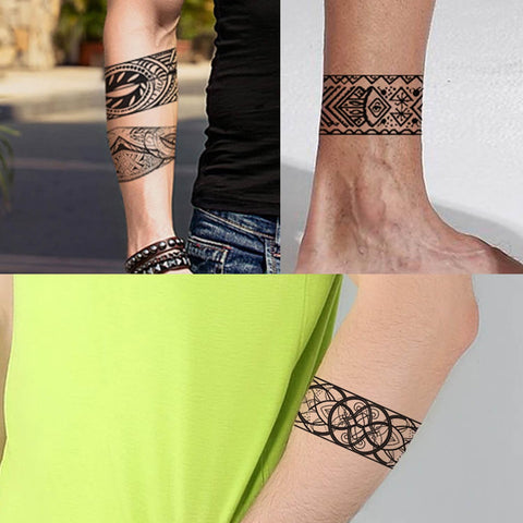 GLARYYEARS Barbed Wire Temporary Tattoo - 18 Pack Super Long size, Realistic & Boho Maori Style Fake Polynesian Tattoos, ArmBand for Wrist, Ankle, Arm Band Circle Tattoo Sticker, Tribal and Totem