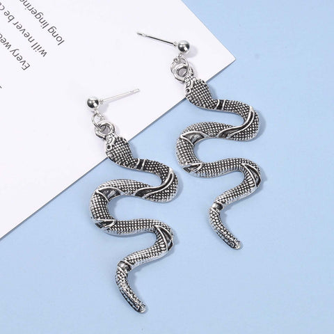 Yheakne Punk Snake Earrings Silver Snake Dangle Earrings Serpent Drop Earrings Gothic Earrings Jewelry for Women and Girls