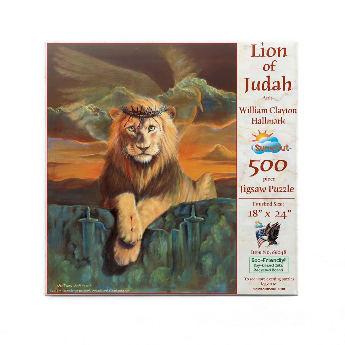 SUNSOUT INC - Lion of Judah - 500 pc Jigsaw Puzzle by Artist: William Clayton Hallmark - Finished Size 18" x 24" - MPN# 66048