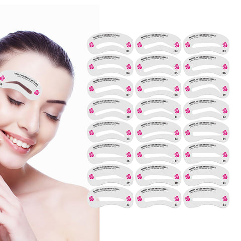 24 PCS Eyebrow Stencils Kit Eye Brow Stamp stencil kit Reusable Eyebrow Template,Brow Stencil for Shaping Natural Perfect Eyebrows