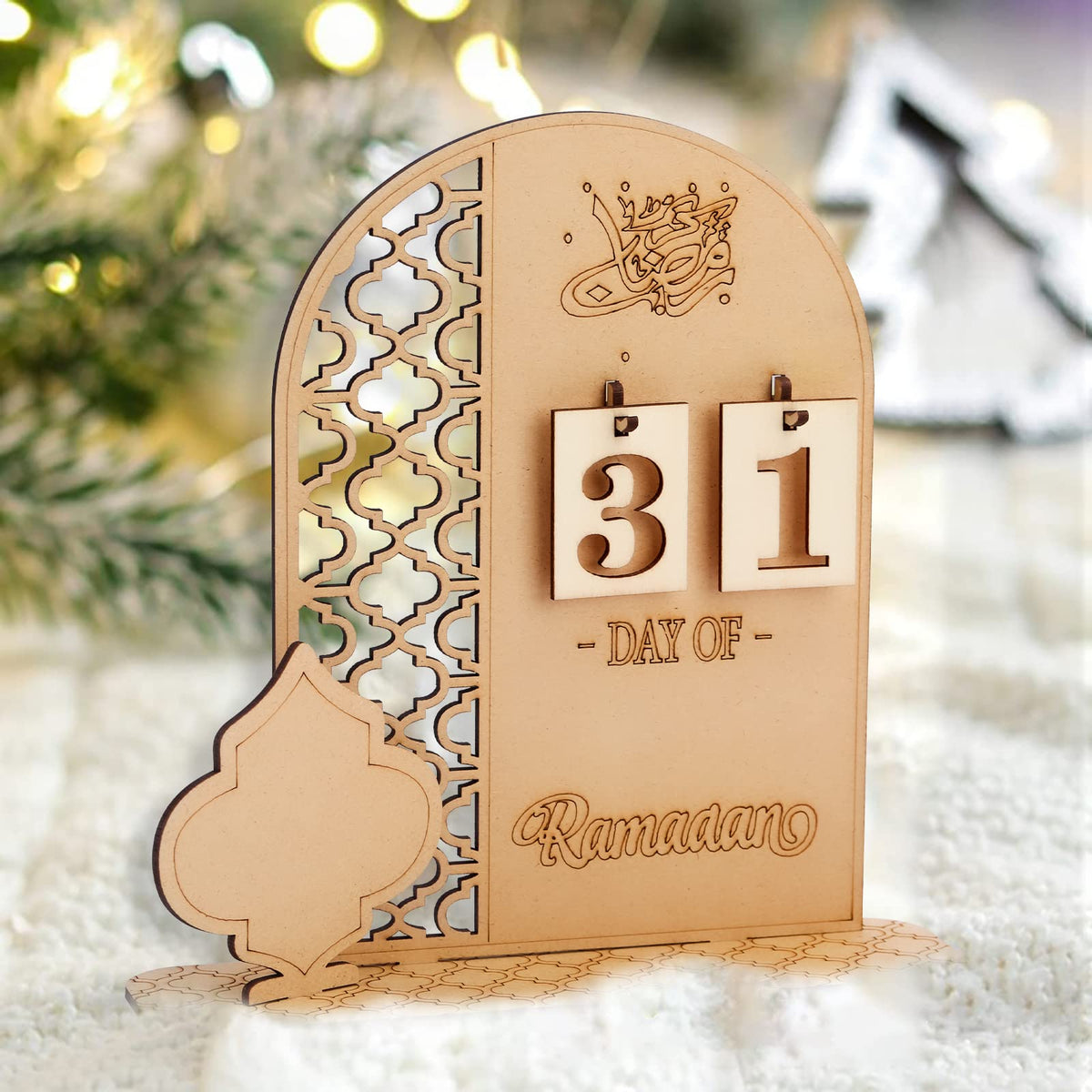 Wonlonda Wooden Ramadan Advent Calendar 2023, 30 Days Countdown Calendar Wooden Eid Calendar Children DIY Islamic Calendar Muslim Eid Family Gathering Decoration