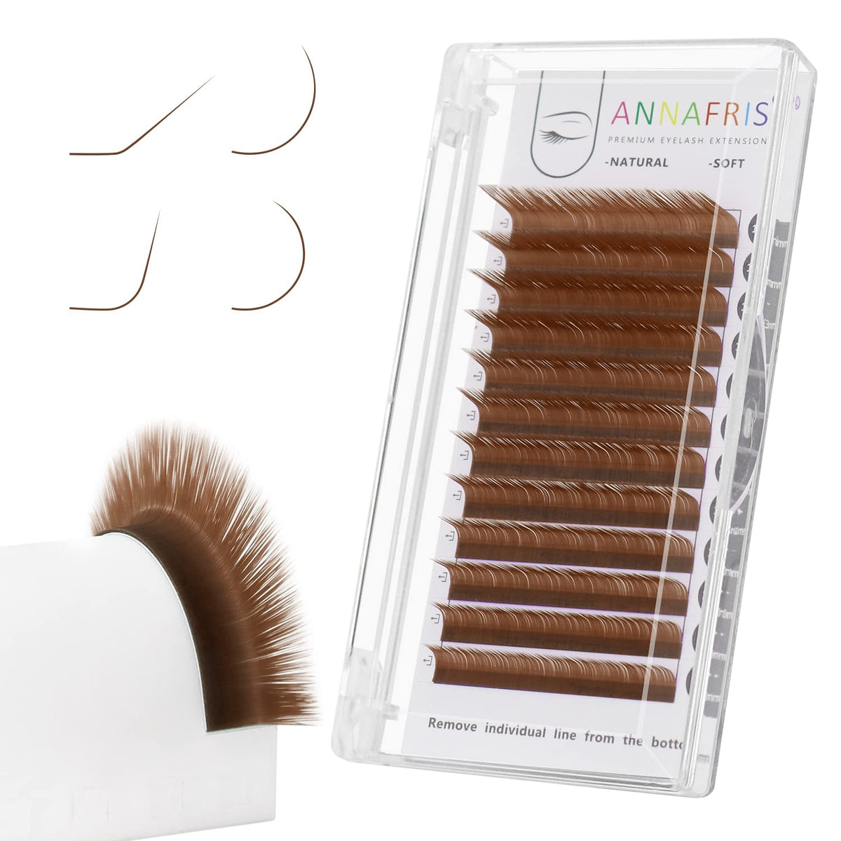 Colored Eyelash Extension Classic Brown 0.07 L Curl 8-15mm Mixed Volume Lash Extension Individual False Eye Lashes With Color By ANNAFRIS (Classic Brown,0.07 L 8-15mm Mix)