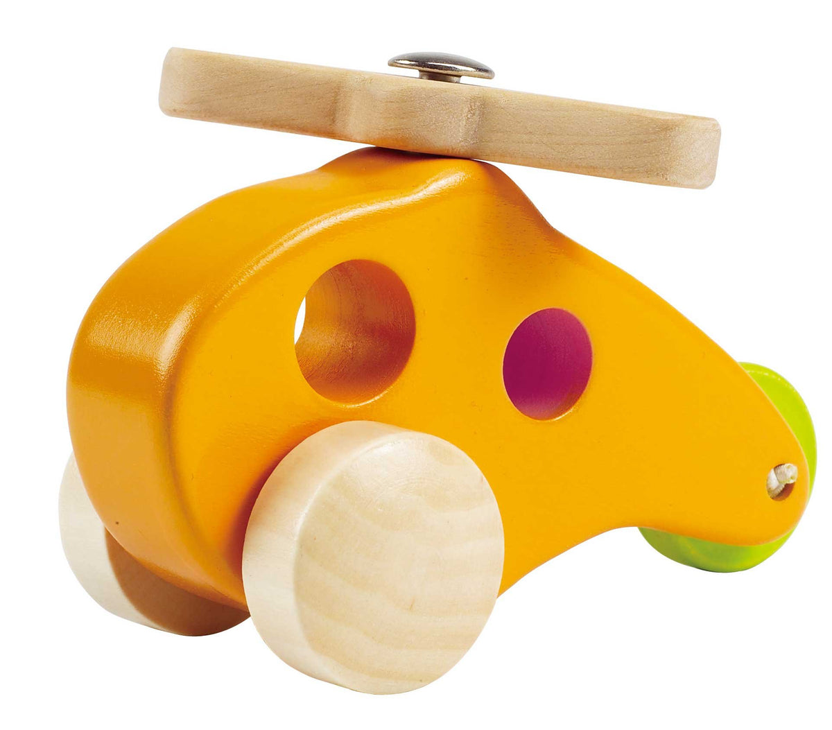 Hape Little Copter Wooden Toy Toddler Play Vehicle, L: 5, W: 2.6, H: 3.5 inch , Yellow