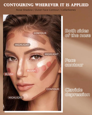 Face Bronzer Contour Blush Powder Palette-2 in 1 Cruelty-Free Buildable Facial Cheek Shimmer Blusher Contour Bronzing Pressed Powder,Blendable Makeup Palette,Mother's Day Gift Set for Women Girl-02