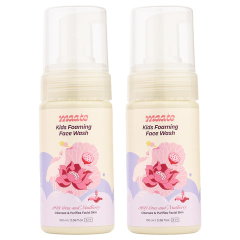 Maate Kids Foaming Face Wash (Pack of 2*100 ml) | With Ayurvedic Herbs Holy Lotus & Mulberry | Cleanses & Purifies Facial Skin | Baby Face Wash For Kids 3-12 Years | Nourish All Skin Type, pH Balanced