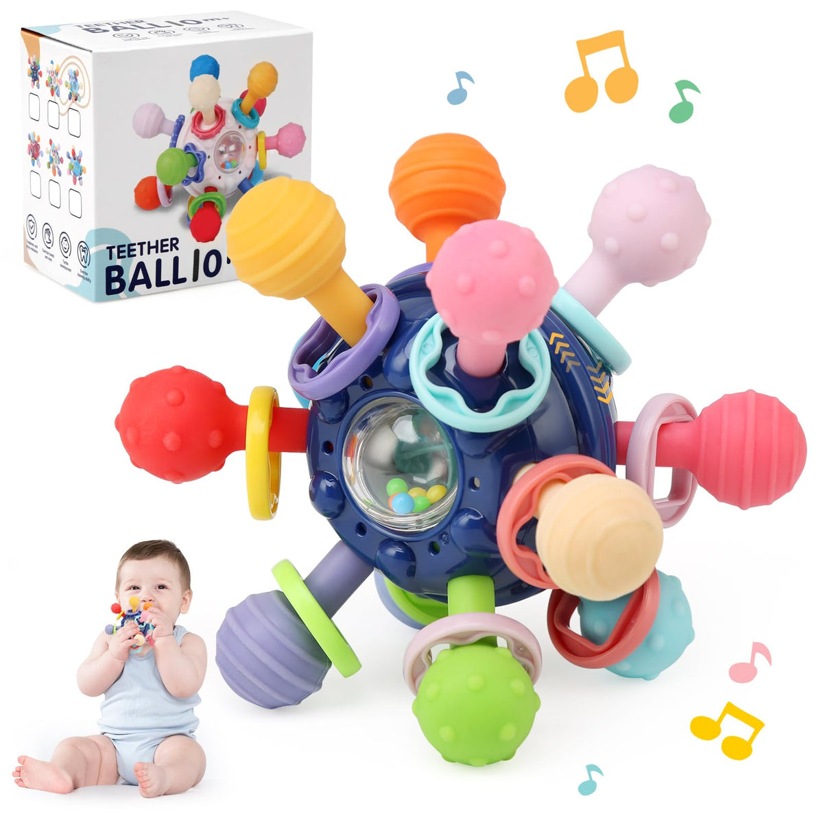 Ballery Baby Toys 0-6 Months, Baby Rattle Teething Ball Toys, Newborn Educational Ball Rattle Toys with Storage Box Baby Chew Toys Sensory Toys for Babies 3 6 9 12 Months