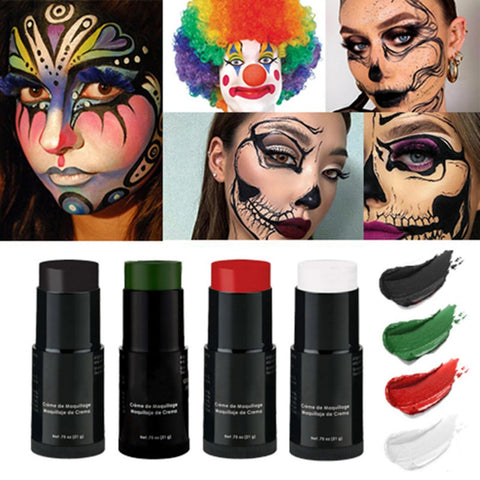 MAEPEOR Face Paint Stick 12 Colors Cream High Pigmented Face Body Paint Stick Black White Red and Green Eye Black Stick Softball for Adults Children Halloween Cosplay (02 White)