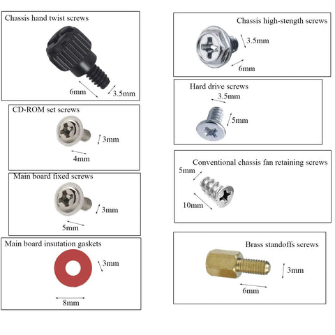 PC Computer Screws Standoffs Set Kit, for Hard Drive Computer Case Motherboard Fan Power Graphics